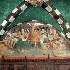 Castel: Renaissance art. Castel of Issogne. Murals. c. 1500. Represe