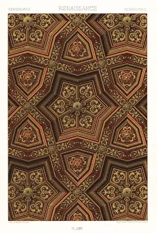 Wall Decor: Renaissance art: ceiling with gilded compartments