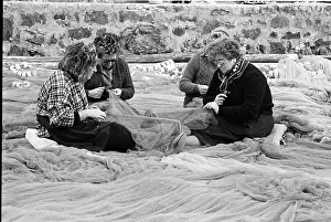 Harbourside: Repairing nets, Bermeo, Spain - 2