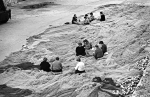 Harbourside: Repairing nets, Bermeo, Spain - 4