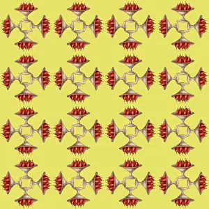 History Repeats Itself: Repeating Pattern - Bowl of Pears - mirrored (yellow)