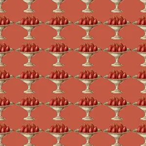History Repeats Itself: Repeating Pattern - Bowl of Pears (red background)