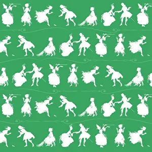Slipper: Repeating Pattern - Cinderella Story - green background
