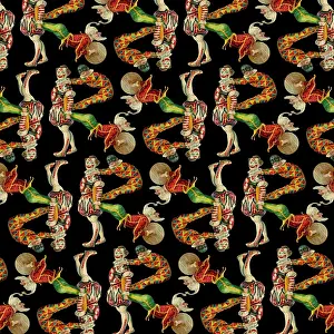 Harlequins: Repeating Pattern - circus clowns perform balancing act