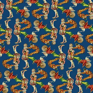 Harlequins: Repeating Pattern - circus clowns perform balancing act