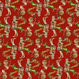 Harlequins: Repeating Pattern - circus clowns perform balancing act