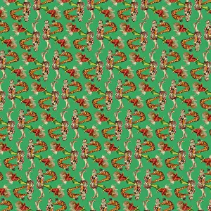 Harlequins: Repeating Pattern - circus clowns perform balancing act