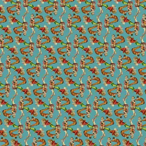 Harlequins: Repeating Pattern - circus clowns perform balancing act