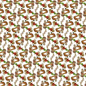 Harlequins: Repeating Pattern - circus clowns perform balancing act