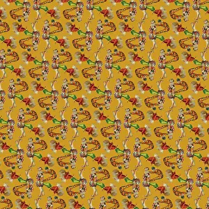 Harlequins: Repeating Pattern - circus clowns perform balancing act