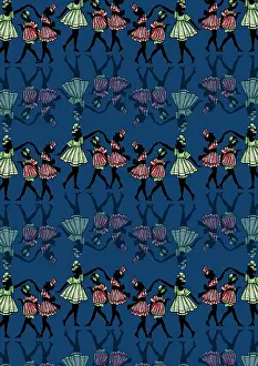 Creating: Repeating Pattern - Dancing girls - silhouette - dark blue