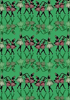 Creating: Repeating Pattern - Dancing girls - silhouette - green