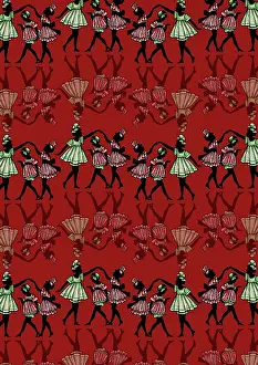 Creating: Repeating Pattern - Dancing girls - silhouette - red