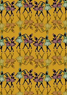 Creating: Repeating Pattern - Dancing girls - silhouette - yellow