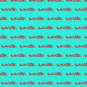 Cyan: Repeating Pattern - Father Christmas and Reindeer