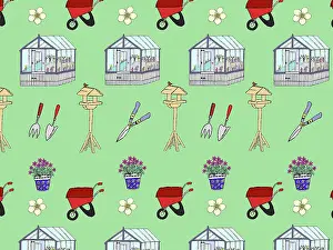 Blooms: Repeating pattern of Gardening equipment