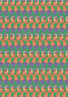 Spangled: Repeating Pattern - Girl in Stars and Stripes Scarf, green