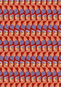 Spangled: Repeating Pattern - Girl in Stars and Stripes Scarf, red
