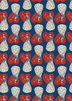 Attachment: Repeating Pattern - Heart Lock in blue