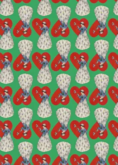Attachment: Repeating Pattern - Heart Lock in green