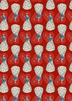 Attachment: Repeating Pattern - Heart Lock in red