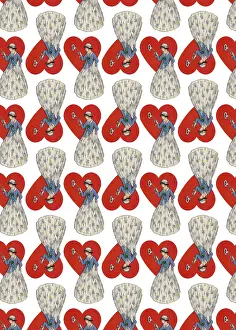 Attachment: Repeating Pattern - Heart Lock in white