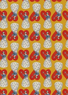 Attachment: Repeating Pattern - Heart Lock in yellow