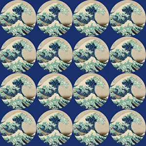 History Repeats Itself: Repeating Pattern - Hokusai Great Wave - Circles