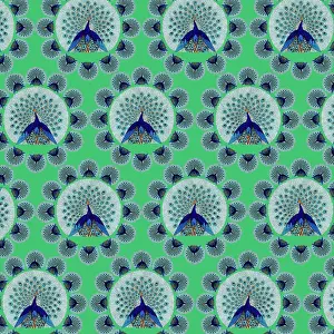 Peacocks: Repeating Pattern - peacocks, green
