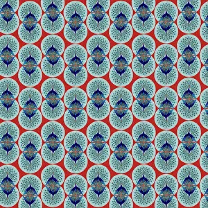 Peacocks: Repeating Pattern - peacocks, red