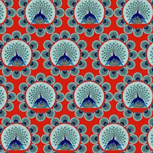 Peacocks: Repeating Pattern - peacocks, red