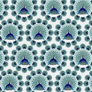 Peacocks: Repeating Pattern - peacocks, white