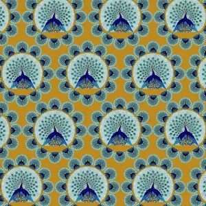 Peacocks: Repeating Pattern - peacocks, yellow