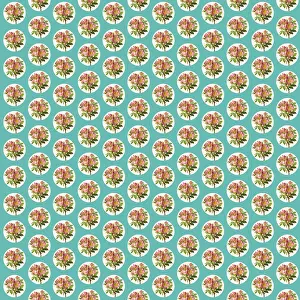 Cyan: Repeating Pattern - Pink Roses - Circles