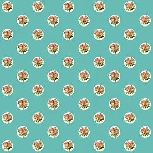 Cyan: Repeating Pattern - Pink Roses - Circles