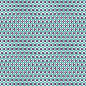 Cyan: Repeating Pattern - Purple Flowers - Circles