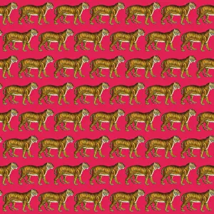 History Repeats Itself: Repeating Pattern - Tigers - red background