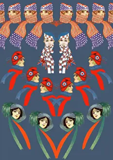 Spangled: Repeating Pattern - Four women - scarves and hats