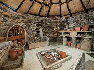 Brae: Replica house, Skara Brae, Mainland, Orkney, Scotland