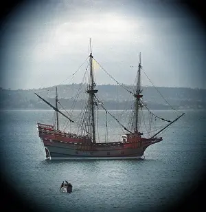 Besley: Replica of The Mayflower in Brixham Harbour, Devon