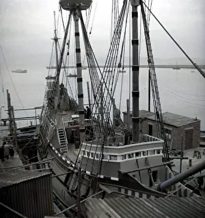 Besley: Replica of The Mayflower in Brixham Harbour, Devon