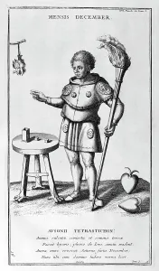 Supplement: Representation of December as a man in armour;