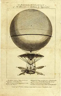 1784: A Representation of M Blanchards Balloon and Apparatus
