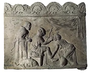 Cotta: Representation of Ulysses and Eurycleia. Roman art