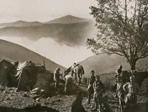 Left Wing: Republican troops in camp in the Pyrenees foothills