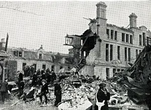 Searching: Rescue workers in Merseyside after air raid, WW2