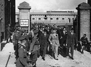 Dismissal: Reservists march out of the barracks, 1936