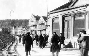 Ashore: Residents pull a stranded mine through a road on Helgoland