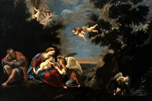 1640: Rest on the Flight into Egypt, ca. 1640, by Francesco Albani