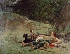 Vital: The rest of a Hunter with Dogs Artist: Evariste